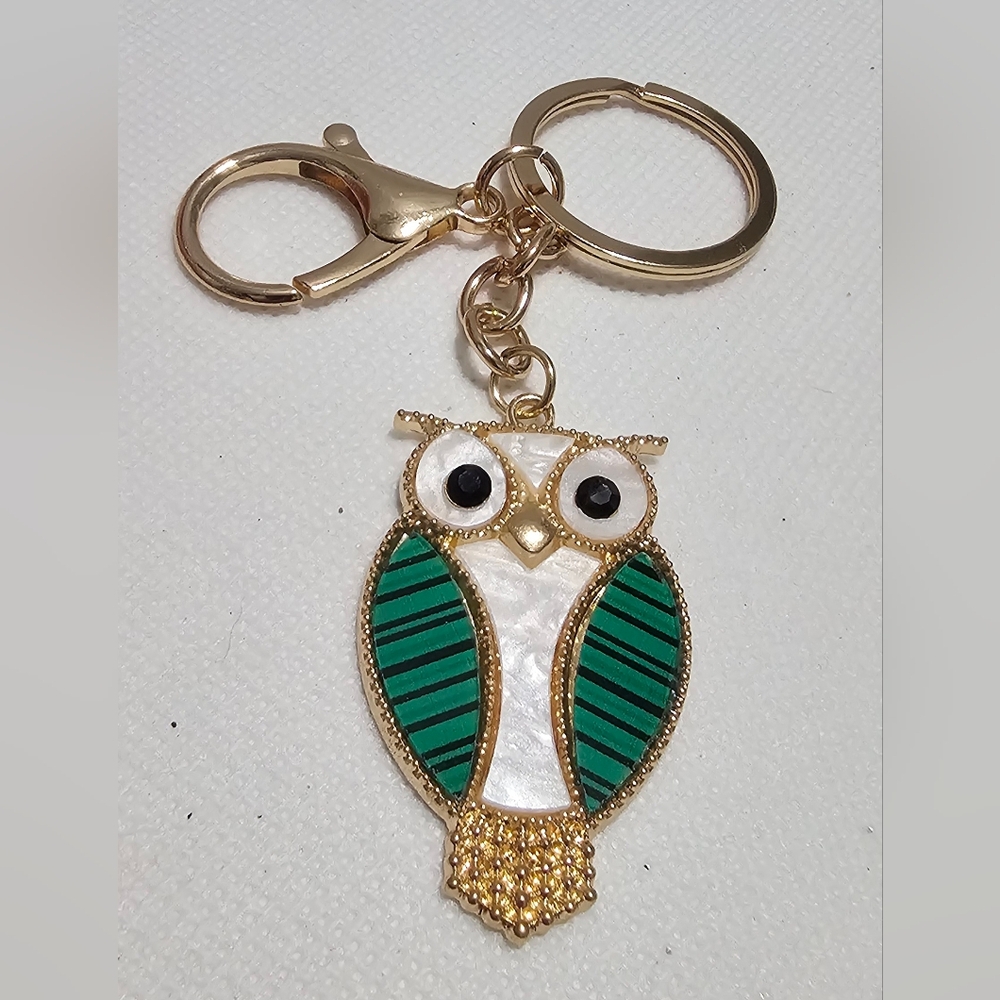 ⚡️Mint Gold and Green Owl Keychain Or Bag Charm New